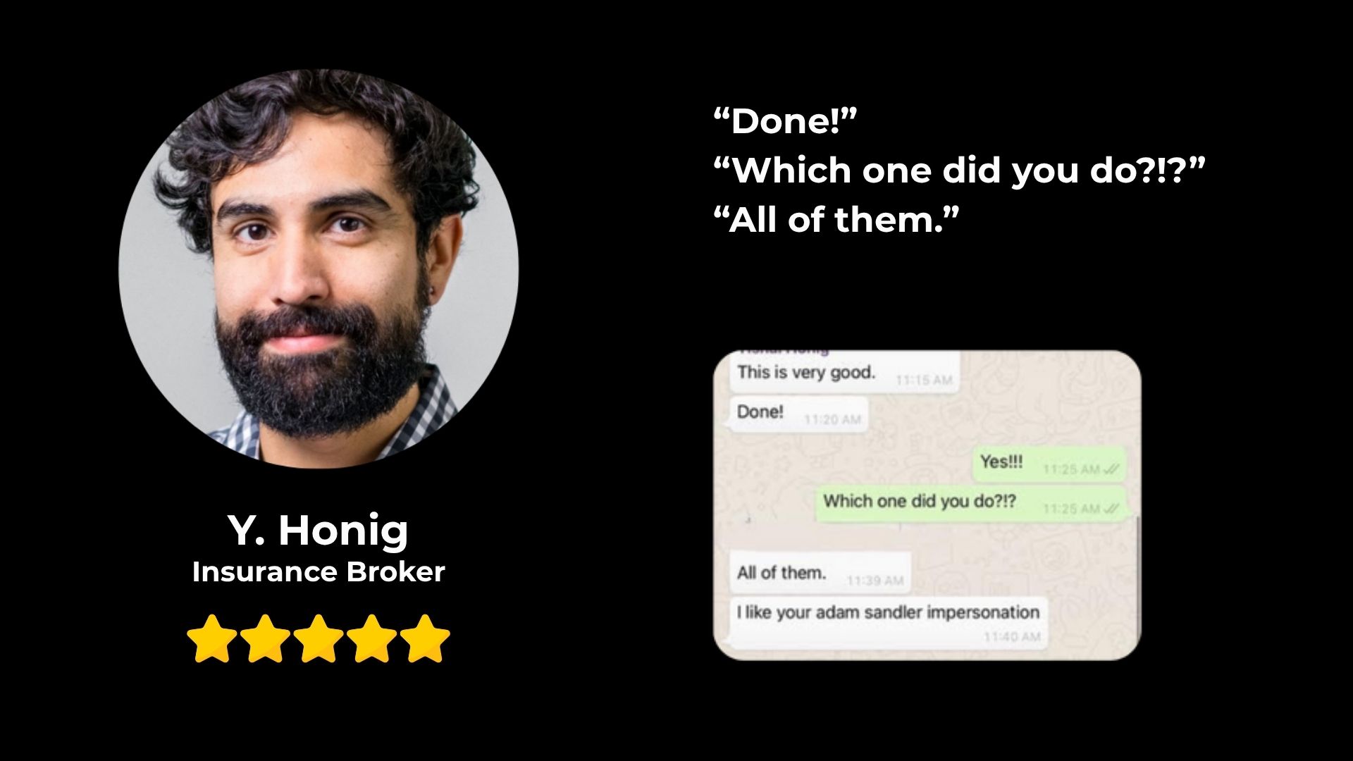 Y. Honig Testimonial